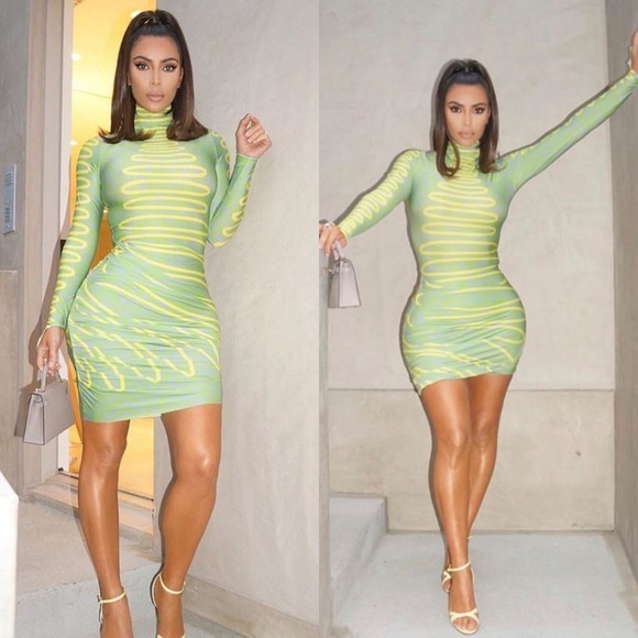 Maisie Wilen | Dresses | Maisie Wilen Green And Yellow Turtleneck Mini Dress  Size Xs As Seen On Kim K | Poshmark